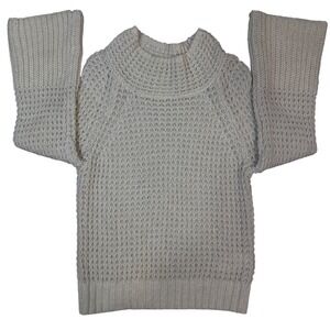 Anthropologie Woven Knit Cowl Neck Bell Sleeve Sweater Light Green‎ Size M